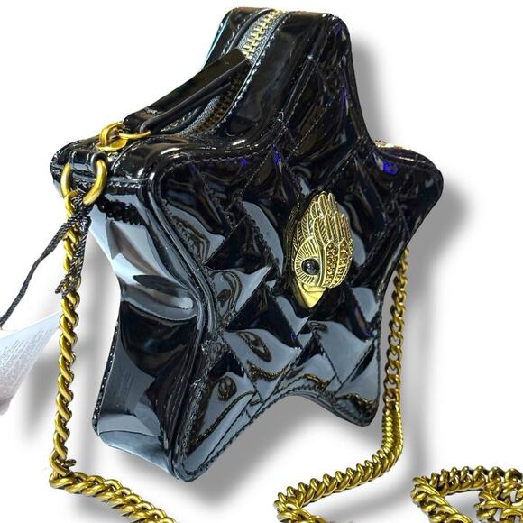 New Kurt Geiger Kensington Star Crossbody Chain Mini Bag Quilted Patent Leather - Picture 3 of 16